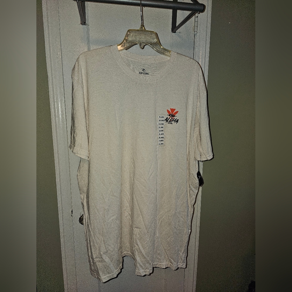Rip Curl Off-White Men's Tee with Red Accent
